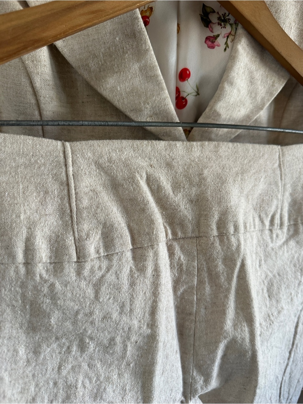 Necessary Objects Linen Blend Pant Suit Size M/6 Beige Oatmeal Blazer Trousers - Picture 7 of 16